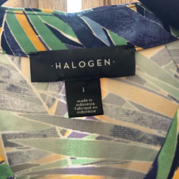Nordstrom Halogen Women's Green and Yellow Patterned Bomber Jacket - Picture 2 of 7
